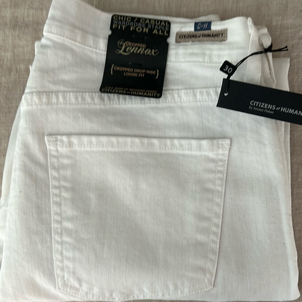 NWT Citizens of Humanity Size 30 Cropped Drop Rise Loose Fit White Jeans